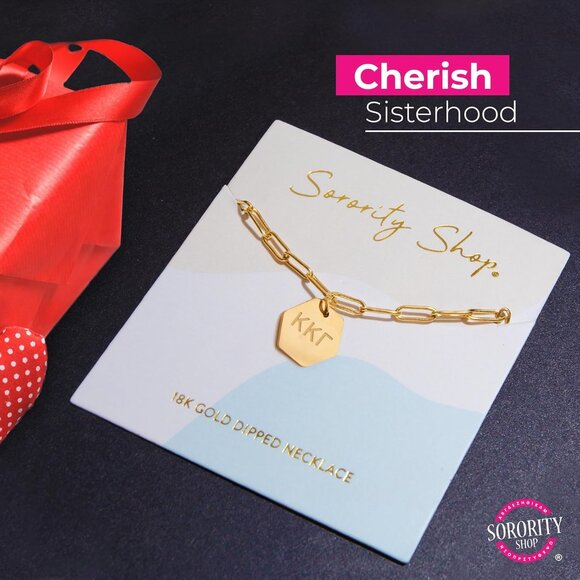 Kappa Kappa Gamma Gold Plated Paperclip Necklace 18 Inch Sorority Gift Women - Picture 8 of 9